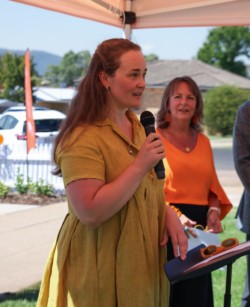 Student Sally Mayberry speaks at the opening of CUC Mudgee Region, 2024.