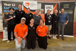 The CUC Mudgee Region team with representatives of four regional universities at the Central West University Roadshow.