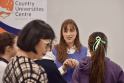 Milena Bojovic speaks with students at Studies in Sustainability. Milena Bojovic speaks with students at Studies in Sustainability.